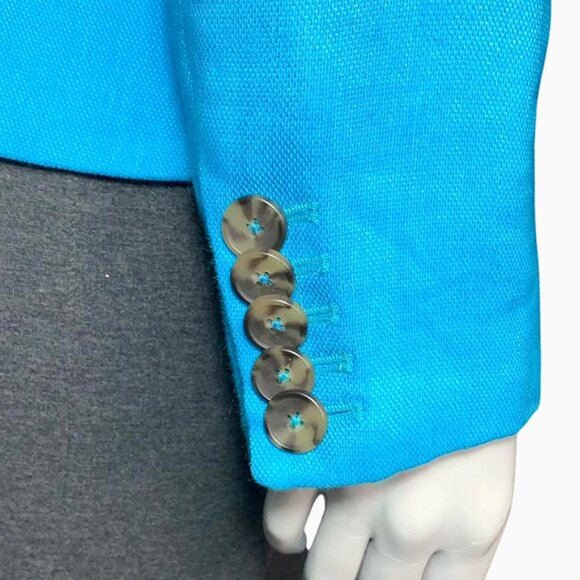VERONICA BEARD Miles Turquoise Linen Blend Dickey Blazer - Picture 8 of 10